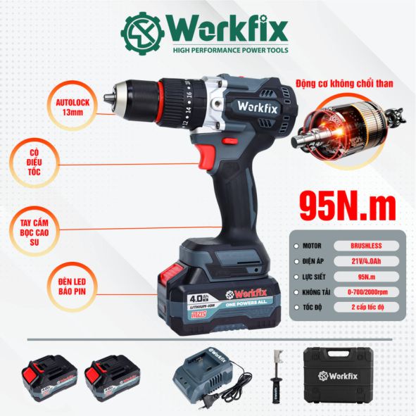 Hình ảnh máy khoan Pin cầm tay Workfix WF-ID1395BL