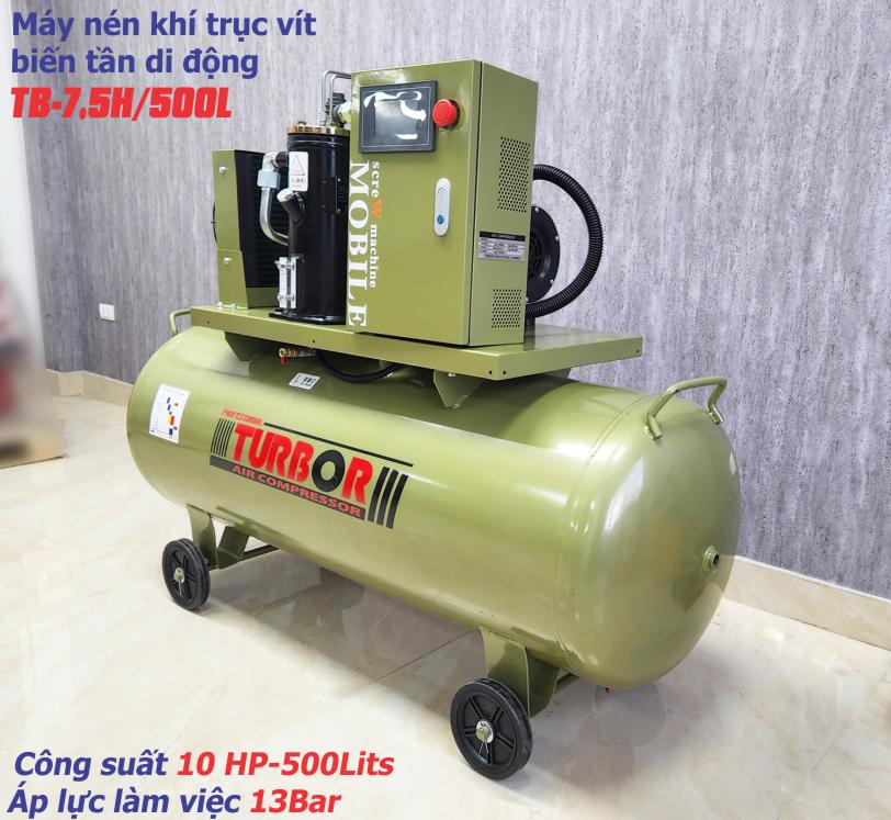 Hình ảnh máy nén khí trục vít di động TurBor TB-7.5H/500L công suất 7,5KW