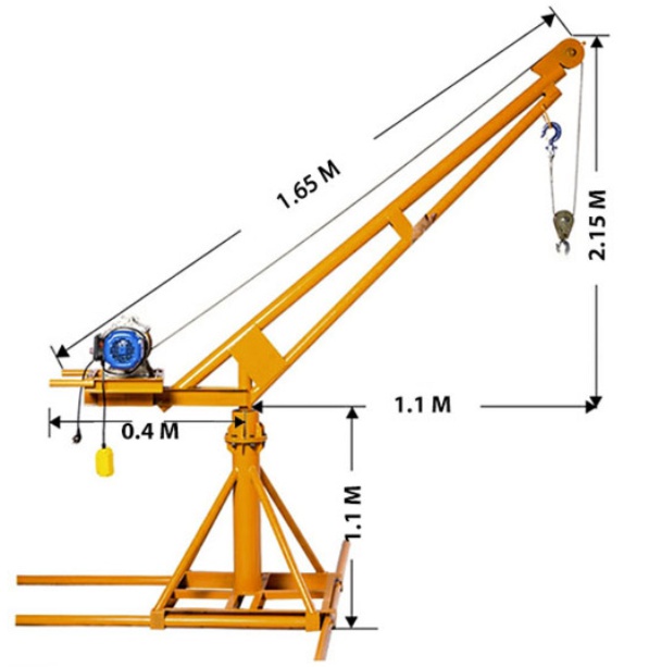 Kích thước cẩu xoay 360 độ 300 kg