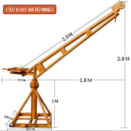 Kích thước cẩu xoay 360 độ 800 kg