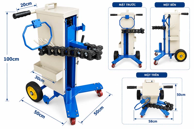 kích thước giá treo súng xiết bu lông kiểu xích TJ15
