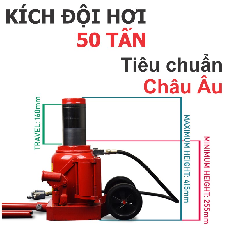 kích thước kích đội 50 tấn hơi