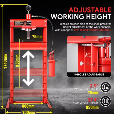 Kích thước máy ép thủy lực 30 tấn AT-0730A