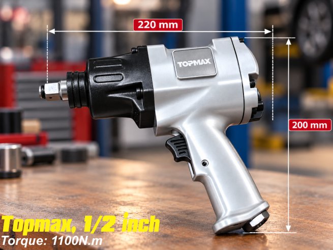 Kích thước súng mở ốc hơi Topmax 1/2 inch