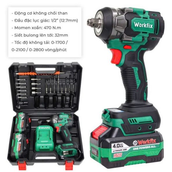 Máy bắt ốc dùng pin Workfix 1/2 inch WF-IW470N