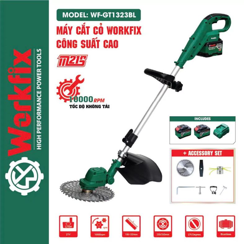 Máy cắt cỏ Pin cầm tay Workfix WF-GT1323BL