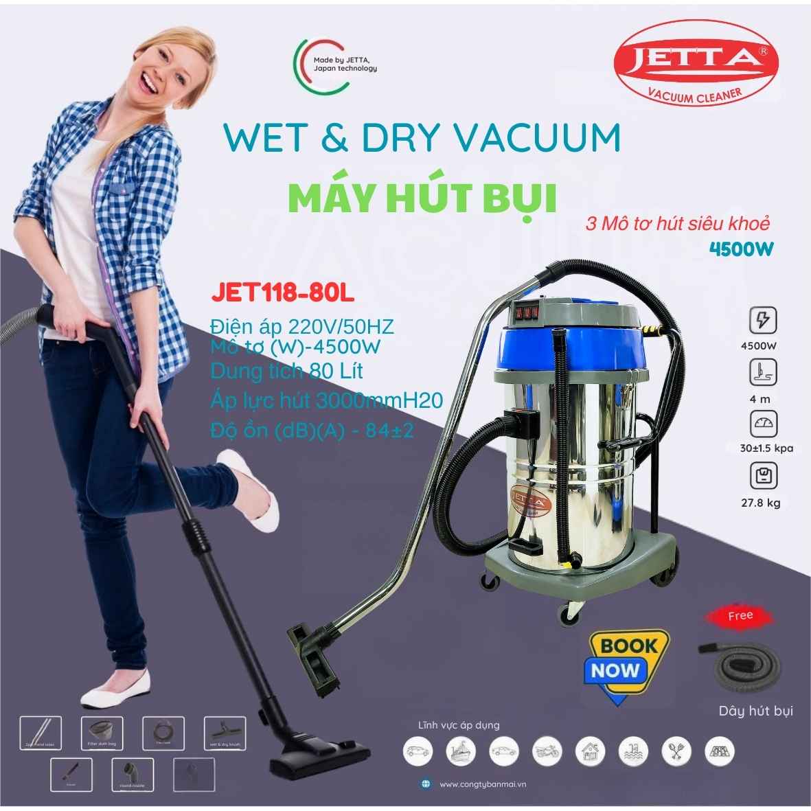 Máy hút bụi 80 lít JET118-80L