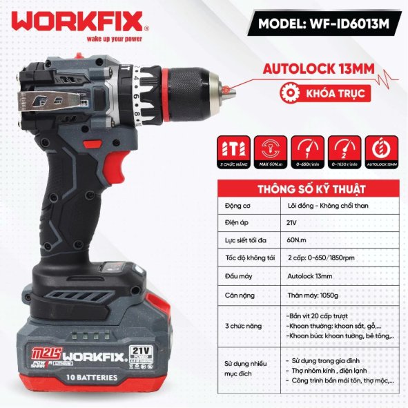máy khoan cầm tay Workfix WF-ID6013M