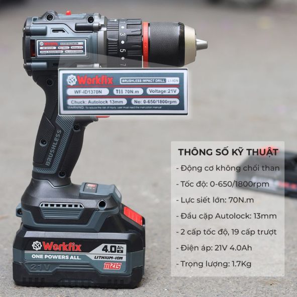 Máy khoan Workfix WF-ID1370BL cỡ 13mm