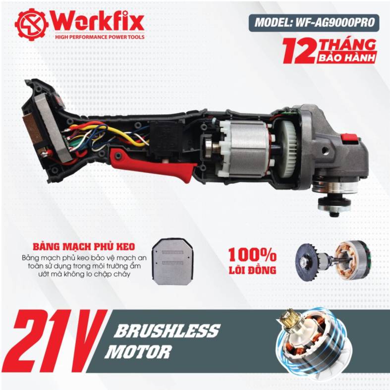 Máy mài góc chạy Pin Workfix WF-AG9000PRO