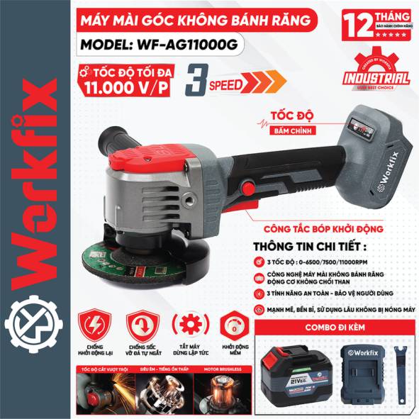 Máy mài góc dùng pin Workfix WF-AG11000G