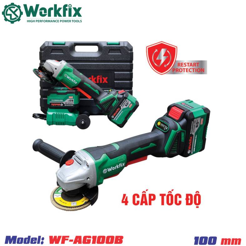 Máy mài góc cầm tay Pin Workfix WF-AG100B ( Pin + sạc ).