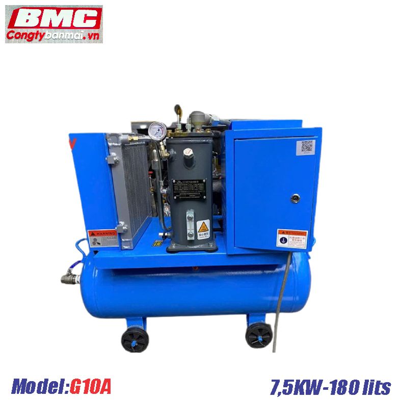 Máy nén khí trục vít di động 7.5kw biến tần G10A điện 220V