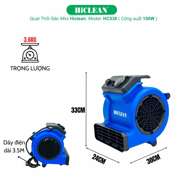 Máy thổi sàn mini HiClean HC-538 công suất 150w