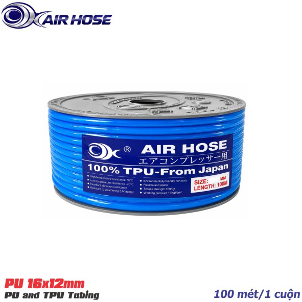 Ống dây hơi PU OK 16x12mmx100m