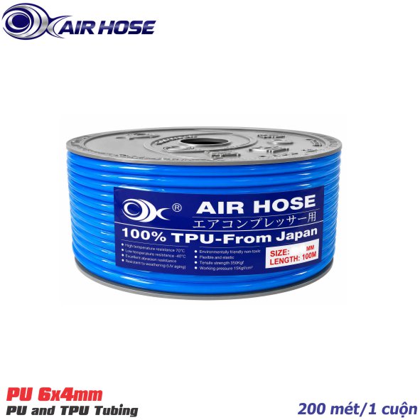 Ống dây hơi PU OK 6x4mmx200m