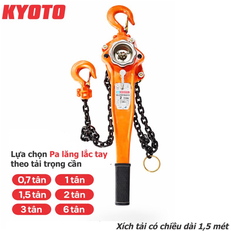 Pa lăng xích lắc tay 1 tấn x 1,5 mét VA-A100