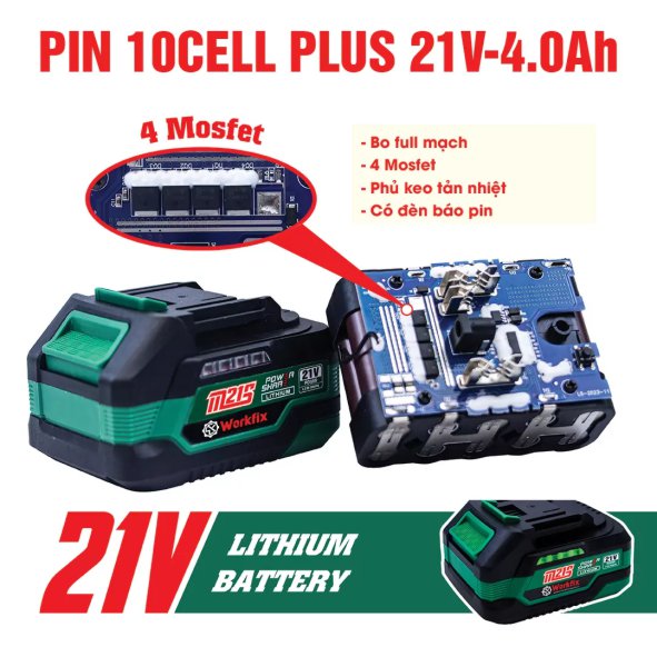 Pin 10 Cell Plus 21V-4.0Ah workfix WF-BK4000PLUS
