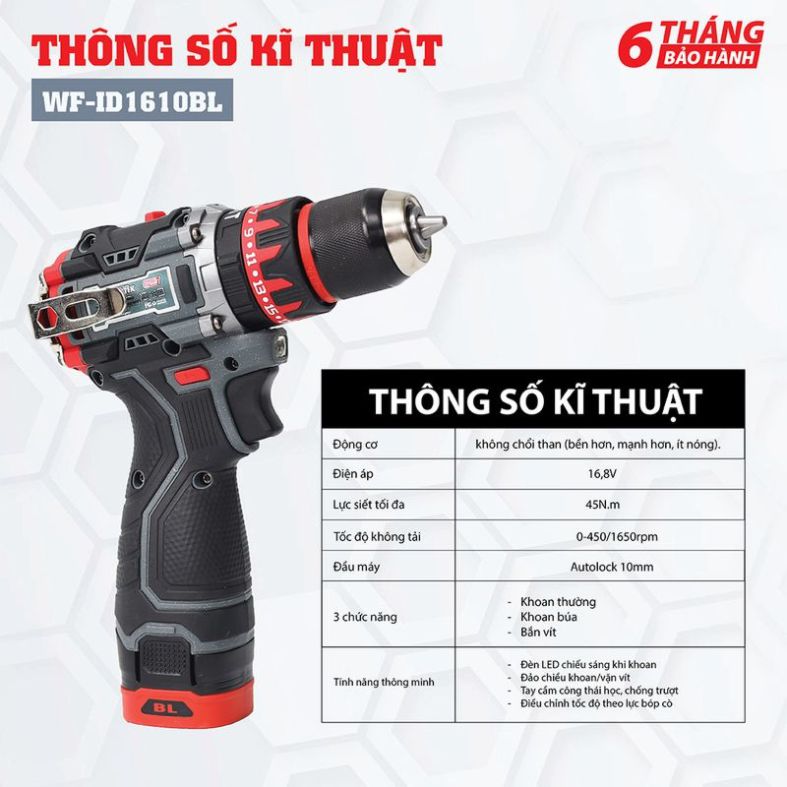thông số kỹ thuật máy khoan Workfix WF-ID1610BL