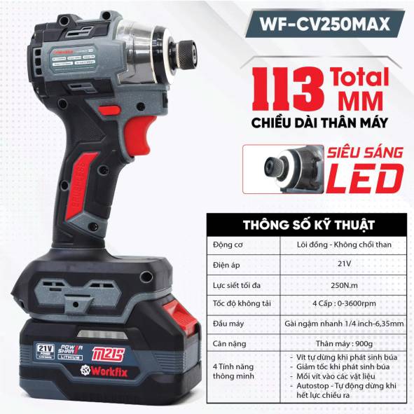 Thông số súng siết vít WF-SD250MAX