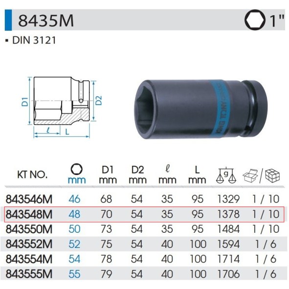 khẩu tuýp đen lục giác 48mm