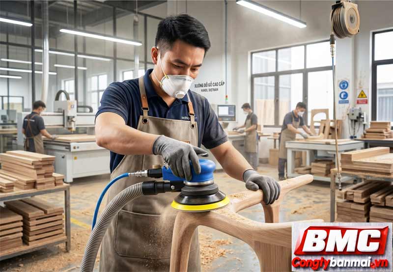 ứng dụng máy chà nhám hơi hút bụi Topmax TP6313V
