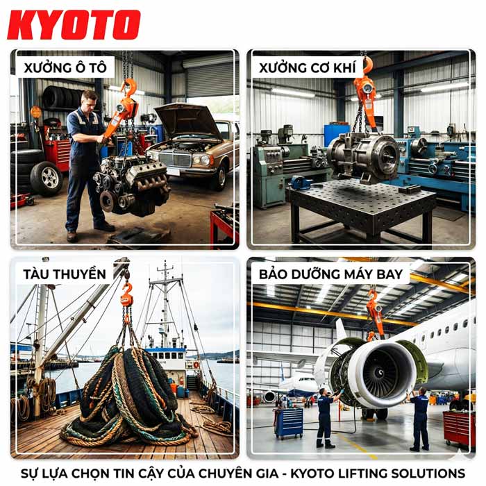Ứng dụng thực tế của pa lăng xích lắc tay Kyoto 3 tấn x 1,5 mét VA-A300
