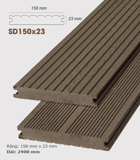 Sàn gỗ nhựa ngoài trời AWood SD150x23 Coffee MỘC STYLE