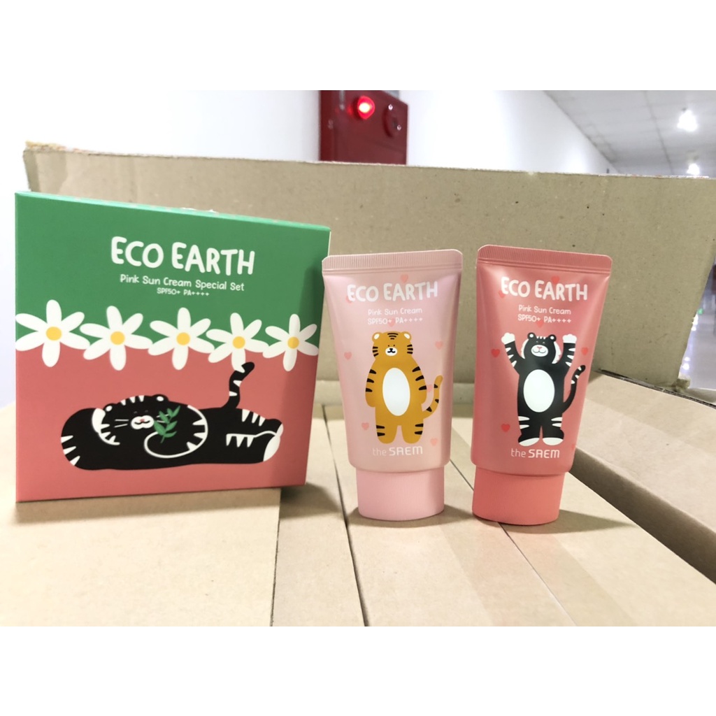 Kem chống nắng The Saem Eco Earth Pink Sun Cream Special Set SPF50+PA+++  (mẫu mới 2022) Mỹ Phẩm Alacarte