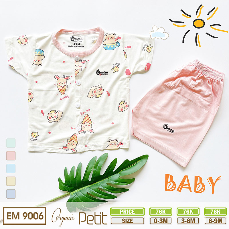 Bộ quần áo cộc tay EMOM sợi petit