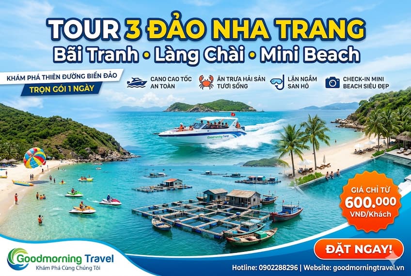 Tour 3 Đảo Nha Trang: Bãi Tranh - Làng Chài - Mini Beach