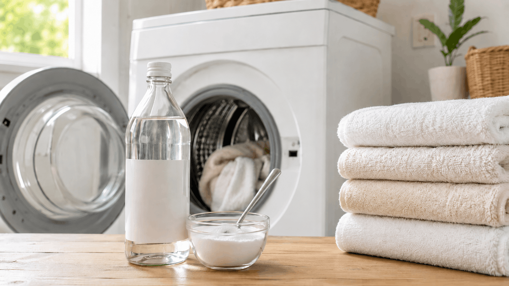 Giấm trắng và baking soda dùng làm mềm khăn tắm bị cứng