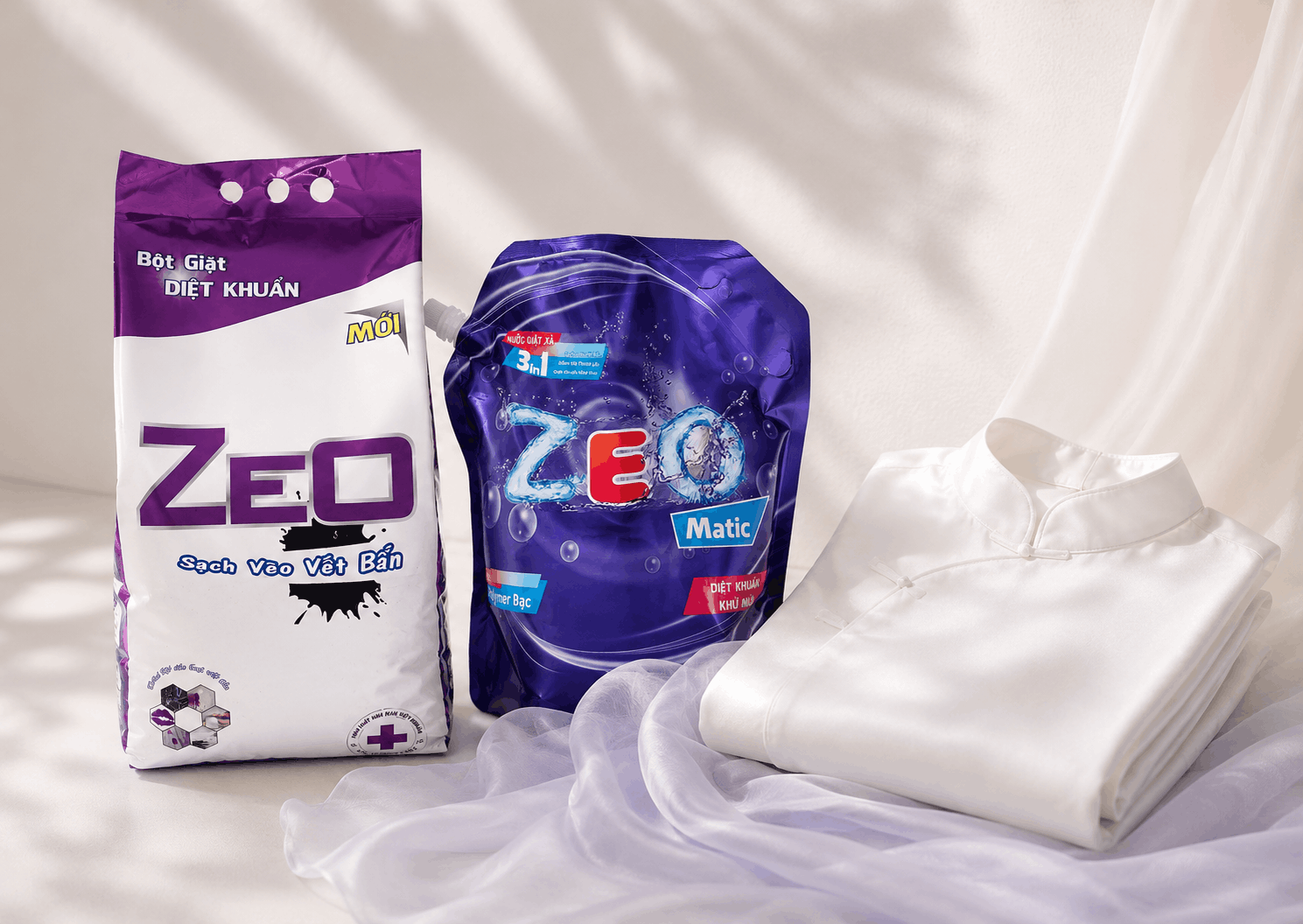 ZEO bột giặt nhẹ dịu cho áo dài lụa và voan