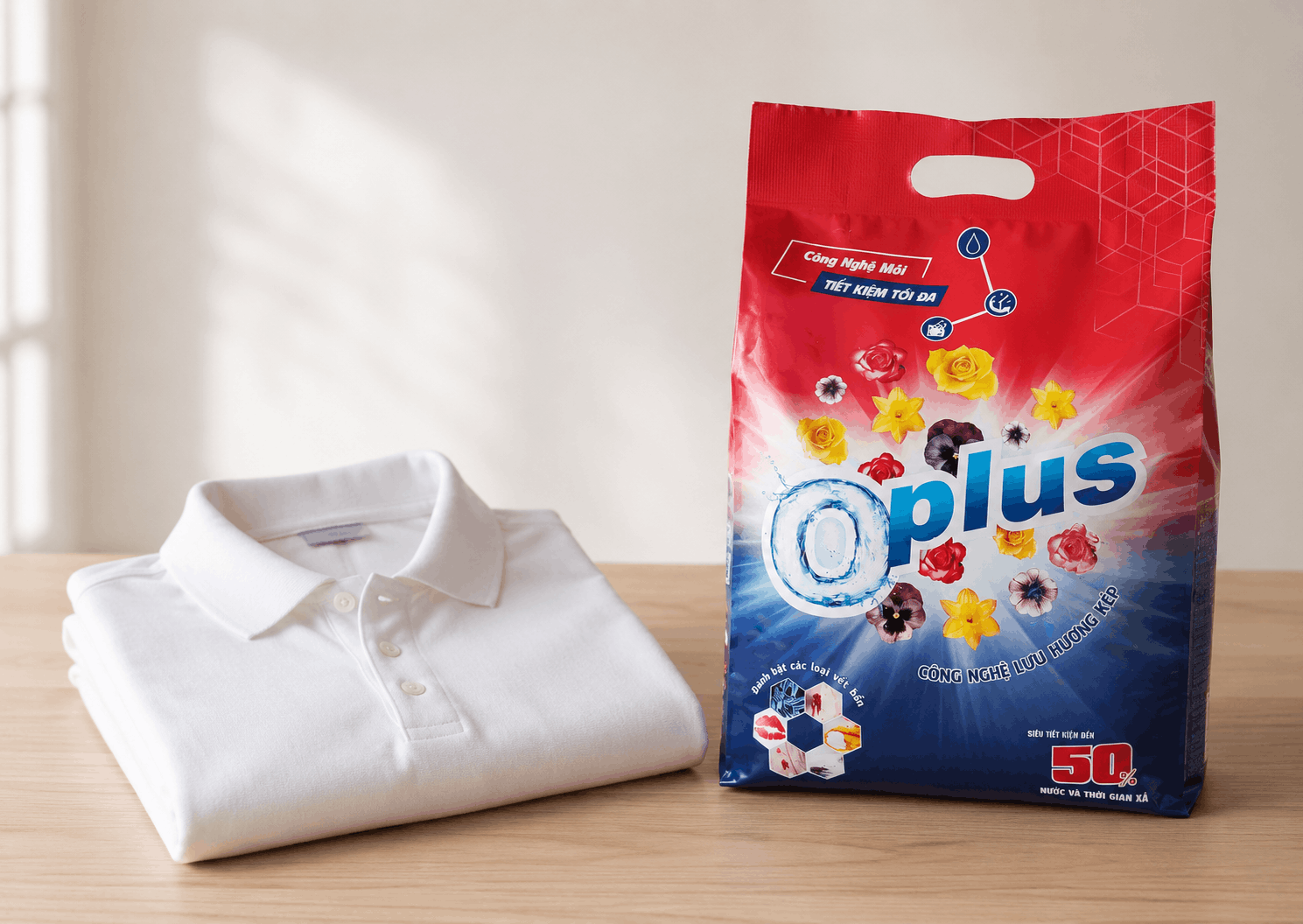 bột giặt Oplus cho áo polo cotton