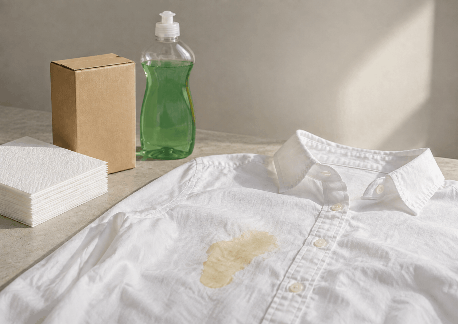 Cách tẩy vết dầu mỡ trên áo trắng với baking soda và nước rửa chén
