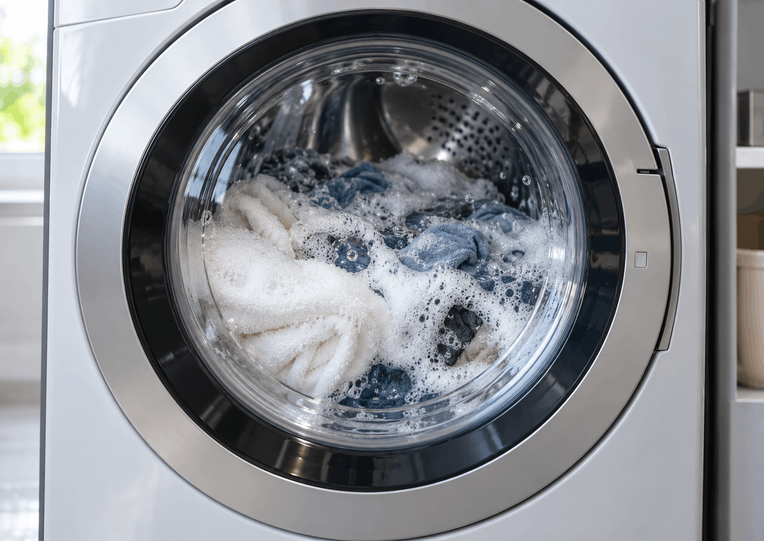 Cửa máy với bọt vừa phải
