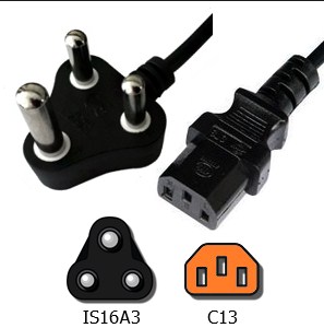 Dây Nguồn India IS16A3 to C13 Power Cords