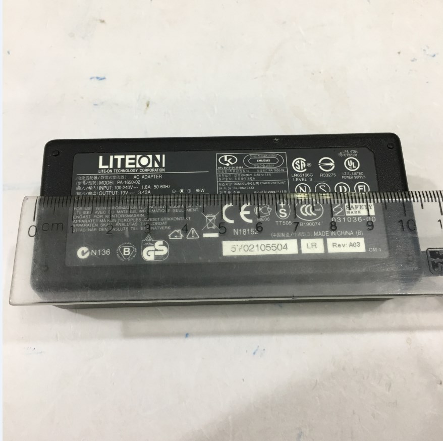 Liteon 65W AC Adapter 19V 3.42A – For Intel NUC Kit NUC5I5RYK Desktop I5-5250U – PA-1650-90 With Power Cable