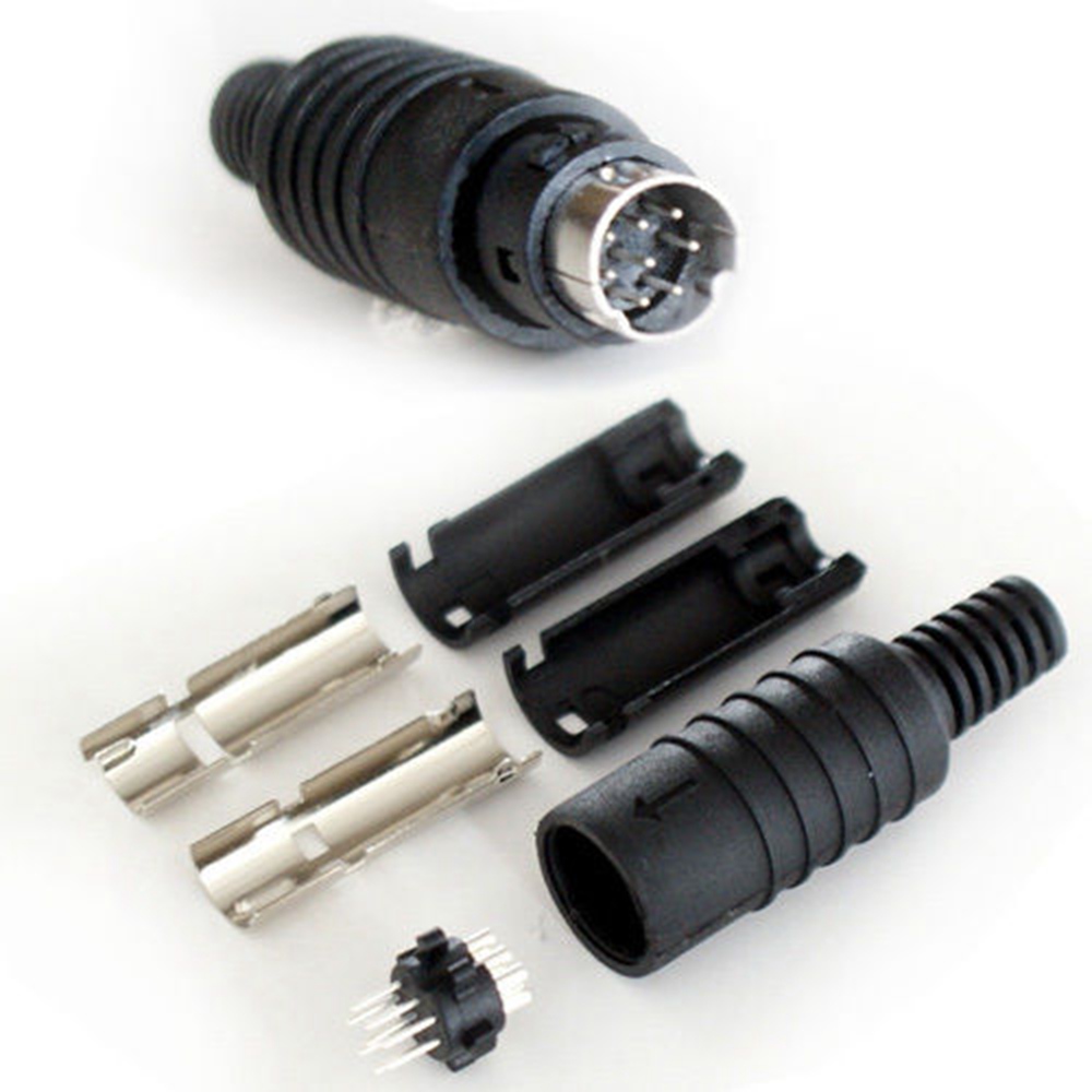 Rắc Hàn Cáp 8 Pin Mini Din Male Connector For PLC Program Black Rắc Mạ ...
