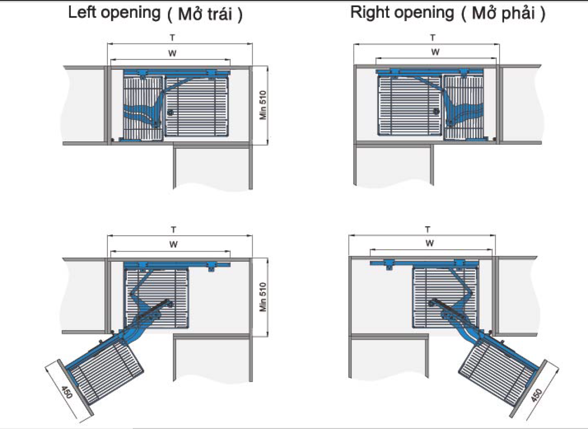 Kệ Góc Liên Hoàn HIGOLD Inox Nan - Kệ Góc Liên Hoàn Higold