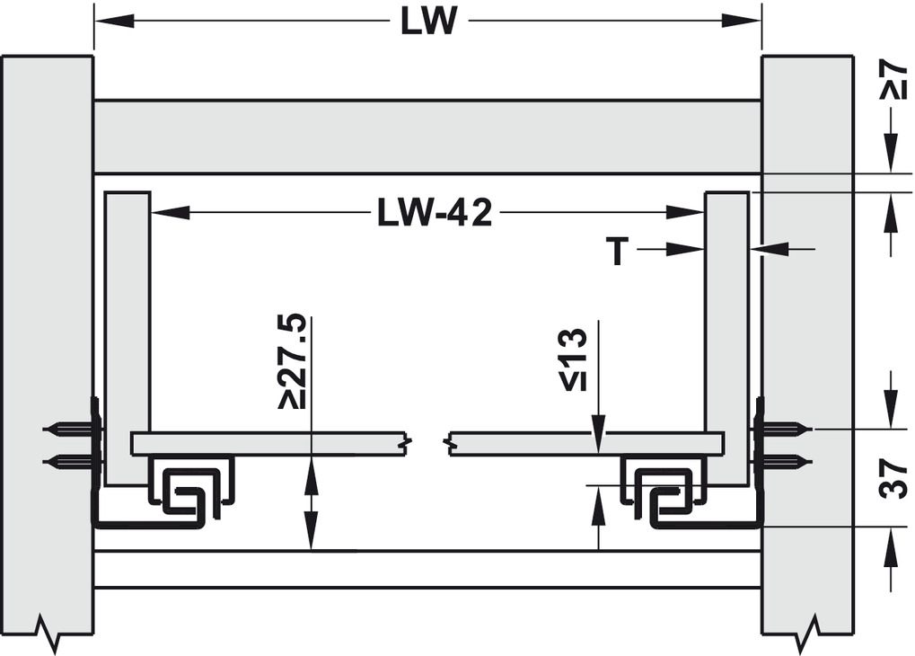 Ray âm nhấn mở toàn phần 500mm Blum Hafele 3 Ray âm toàn phần Hafele 500mm