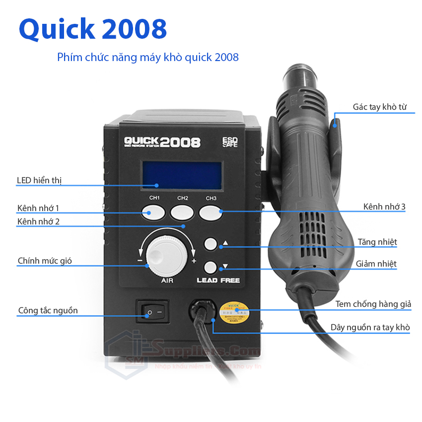 Máy khò Quick 2008 trạm khò gió nóng 700W