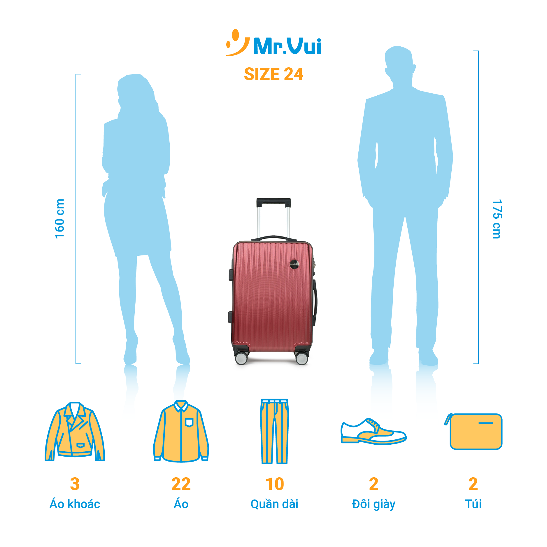 vali size 24 mr vui, thời trang, mẫu mã đẹp