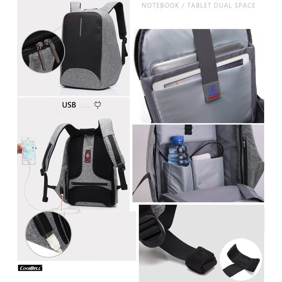 balo laptop chống trộm coolbell 8001;  balo coolbell chính hãng; balo coolbell Việt Nam; balo chống nước coolbell; balo đựng laptop chống trộm; 