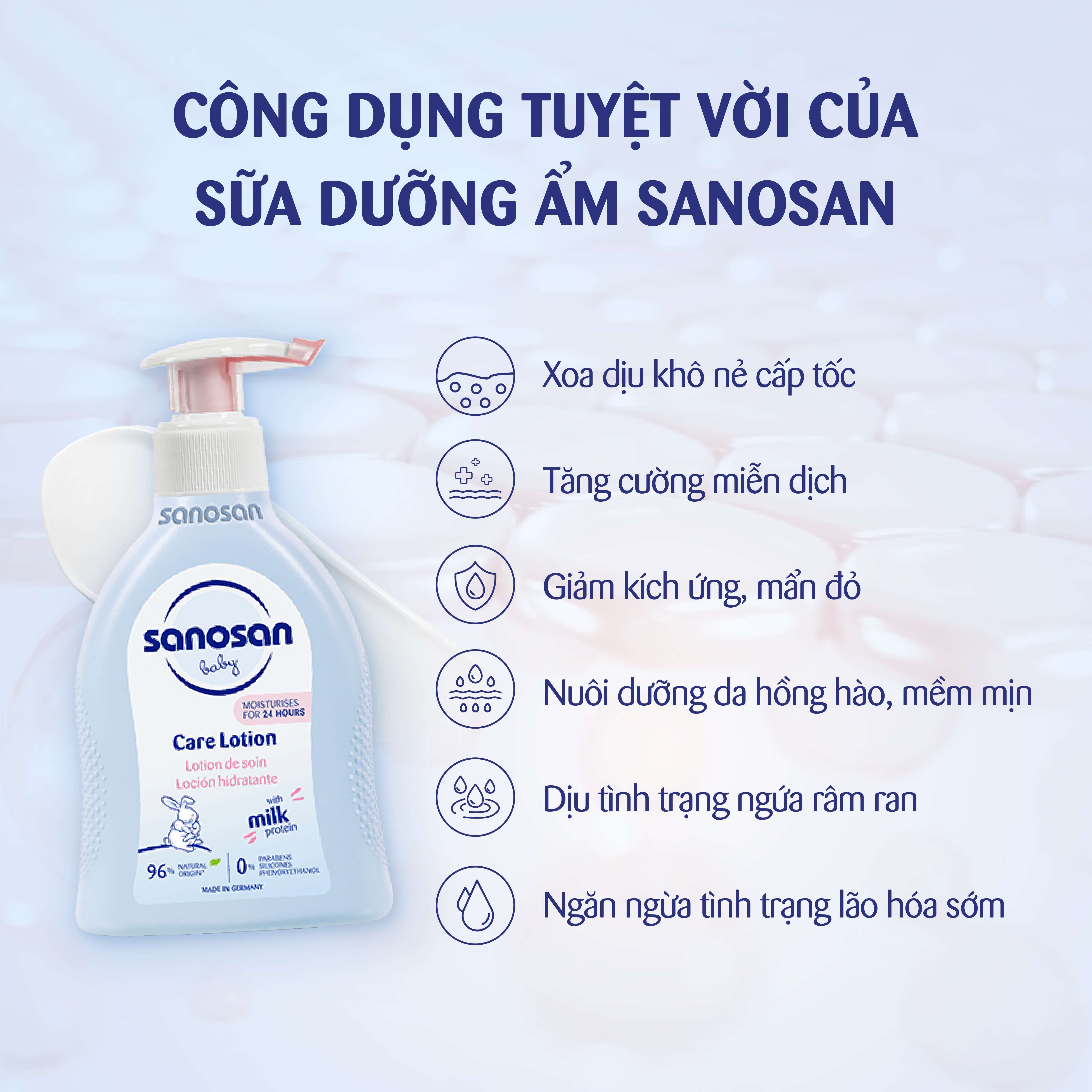 Sữa dưỡng ẩm Sanosan Baby Care Lotion cho da khô và nhạy cảm 200ml