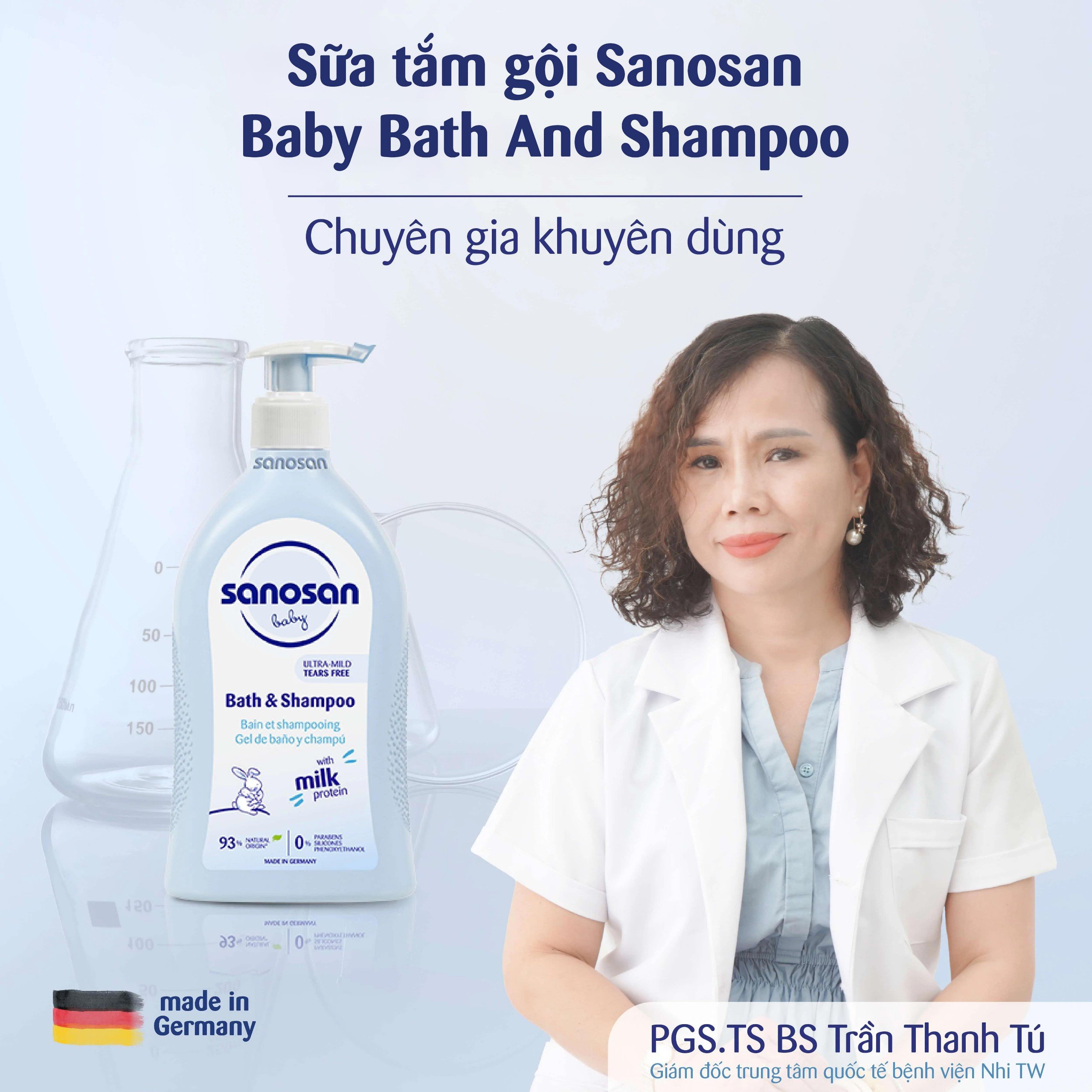 Sữa tắm gội Sanosan Baby với protein sữa thủy phân 0M+ 500ml