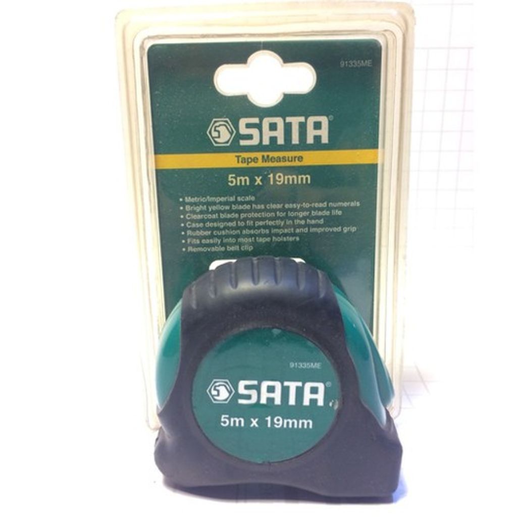 Thước cuộn thép vỏ bọc cao su 5.0m/19mm Sata 91335ME