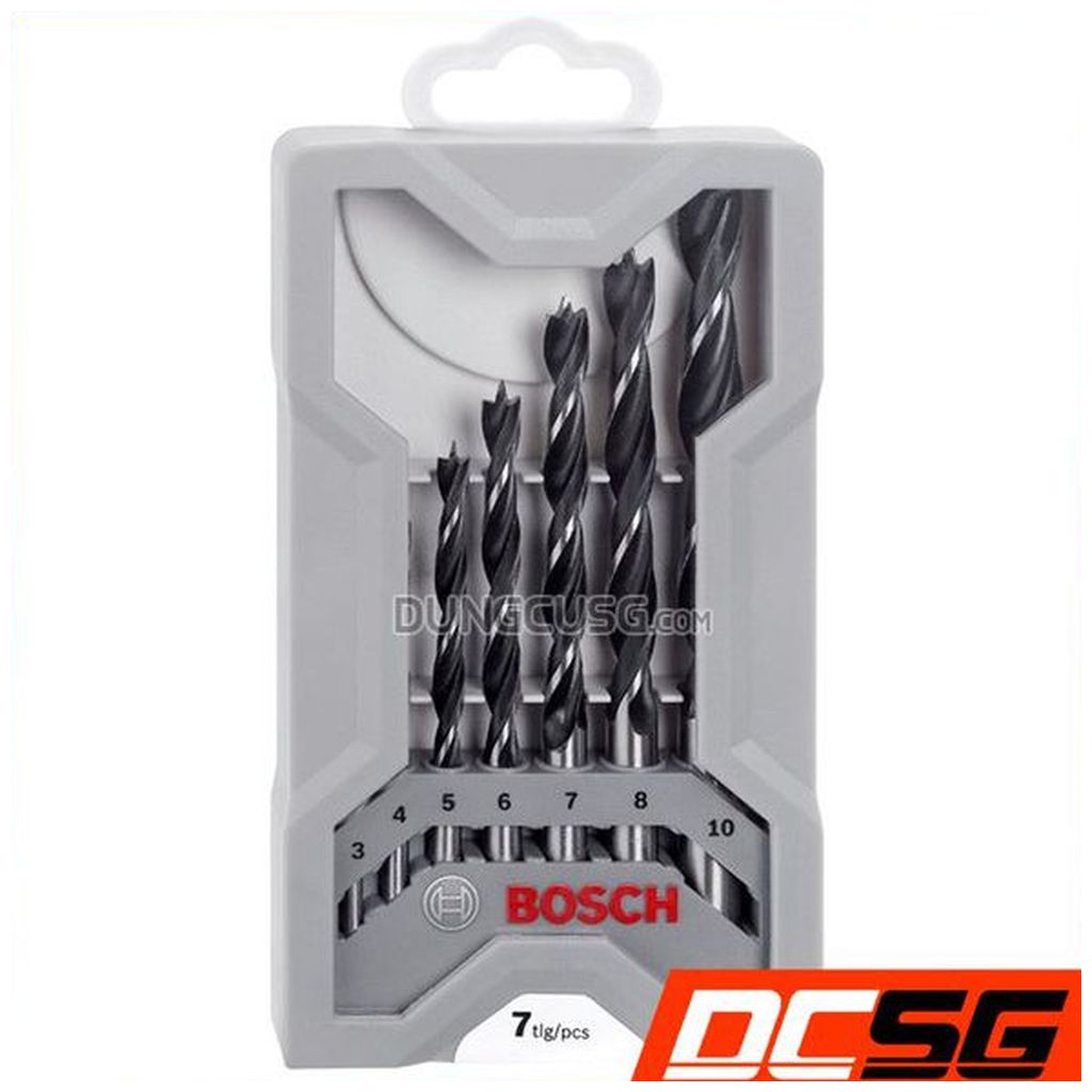 Bộ mũi khoan gỗ 3.0-10mm chuôi tròn Bosch 2607017034 (7 chi tiết/bộ)