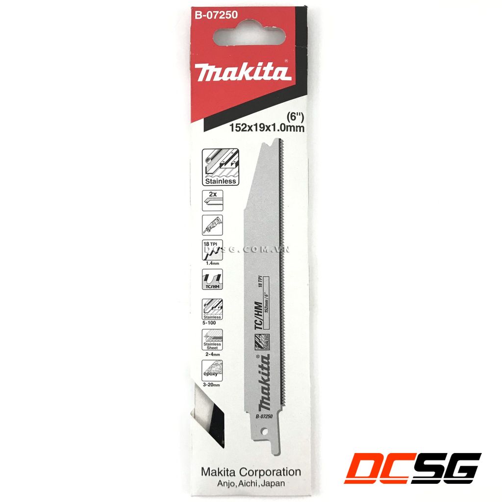 Lưỡi cưa kiếm cắt Inox 152x19x1.0mm Makita B-07250 (1 lưỡi)
