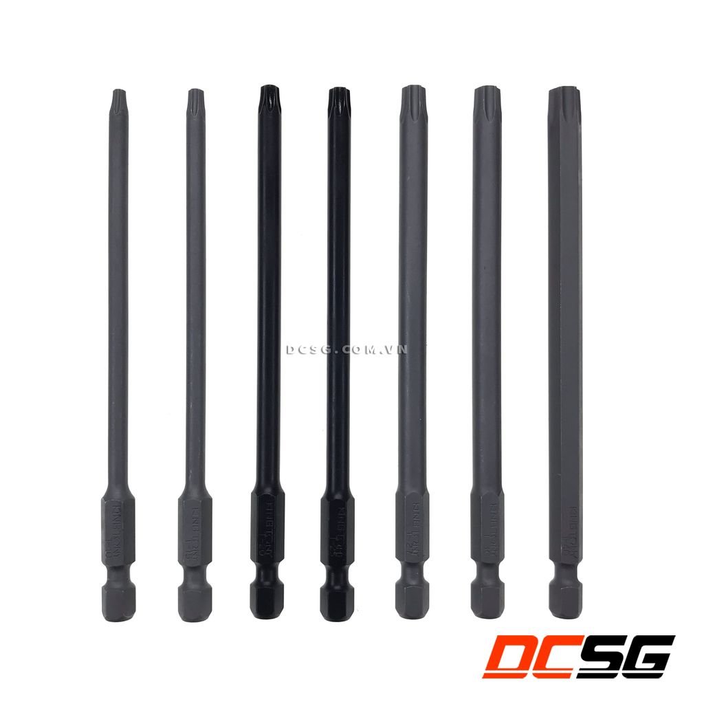Bộ 07 mũi lục giác hoa thị có lỗ T10-T15-T20-T25-T27-T30-T40x110mm Kingtony